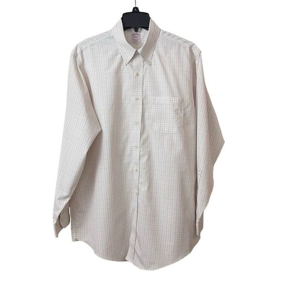 Brooks Brothers Shirt Mens Size 17 4/5 Red Gingham Long Sleeve Traditional Fit - Picture 1 of 11